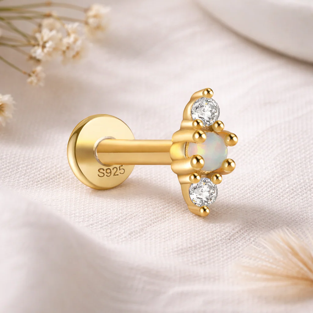 Monroe Flat Back Stud Earring in Silver - Image 3