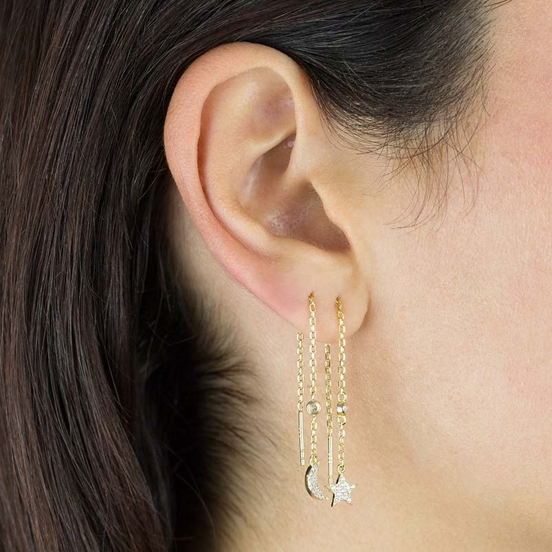Skye Threader Earring in Gold - Image 3