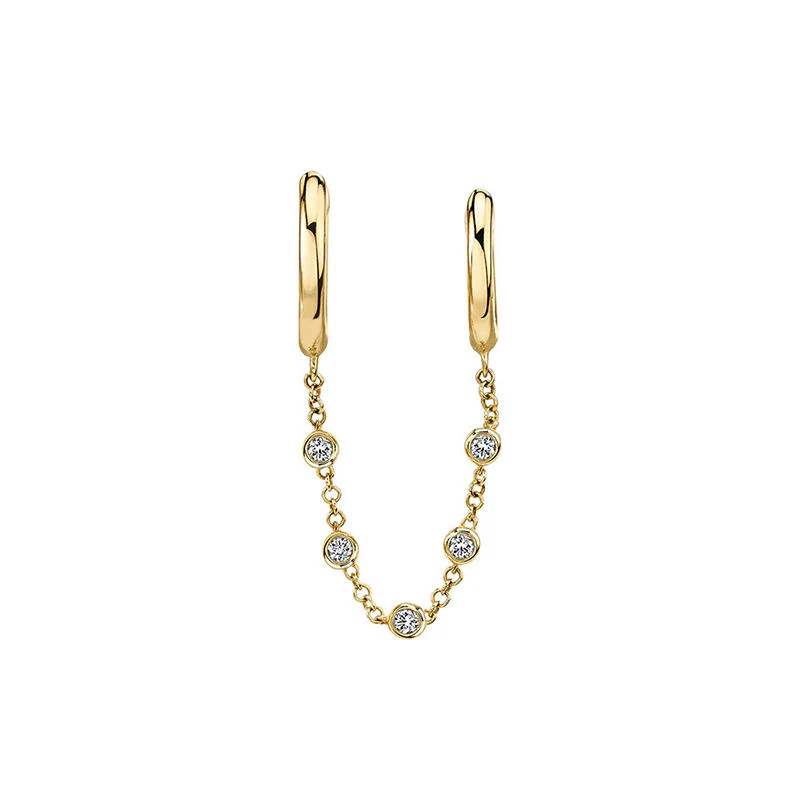 Taylor Chain Double Huggie in Gold - Image 3